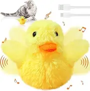 Xkimos Interactive Duck Cat Toy - Electric Flapping Wings, Vivid Chirping, Touch Activated, Bite Resistant - Catnip Toy for Chewing, Kicking and Exercise