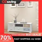 wooden TV stand rustic charm storage 5 drawers light green 100cm 2879