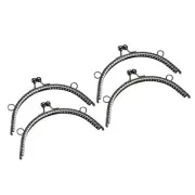 4pcs Metal Purse Frame, 6.1" Kiss Lock Clasp Frame for Coin Purse Sewing Black