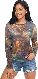 [RPLIFE] Vibrant Fairy House Mesh Top Long Sleeve, Sheer See Through Top S-XXL