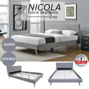 Priceworth Nicola Fabric Bedframe Polyester Fabric Light Grey MDF Timber