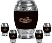 Motorcycle Urns for Human Ashes Adult Man - Cremation Urns for Women - Small Urn - Black Small Keepsake Funeral for Human Ashes - Cremation Urn for Adult Ashes (Combo of 5, 10 Inch & 3 Inch)