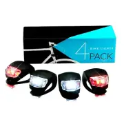 4pc LED Silicone Mountain Bike Bicycle Front Rear Lights Set Cycle Clip Light