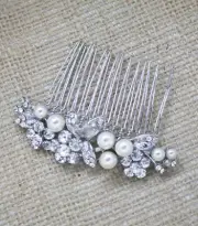 Silver tone hair comb bridal wedding crystal rhinestone hair accessories ha493