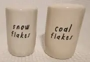 Rae Dunn Snow Flake and Coal Flake Shakers - Salt & Pepper Shakers - NEW