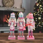 3Pcs Wooden Nutcracker Traditional Christmas Decoration Party Favor