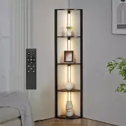 LED Corner Floor Lamp with 5-Tier Display Shelves, 162Cm Modern Storage Light wi