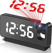 Projection Alarm Clocks for Bedrooms,LED Digital Clock with 180° Rotatable Projector on Ceiling Wall,Snooze Model,12/24H,2-Level Brightness Indoor Temperature for Heavy Sleepers Adults
