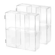 2PCS Clear Acrylic Display Case, 8''x 8.3''x2.4'' 6 Squares Display Box Assembly