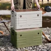 在飛比找momo購物網優惠-【AOTTO】50L露營軍規耐重雙開折疊收納桌板收納箱-２入