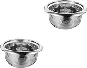 PEPLAYTAL 2pcs Rice Stainless Pot: Multi-Functional Rice Container Scale Design for Easy Cooking Cake Making