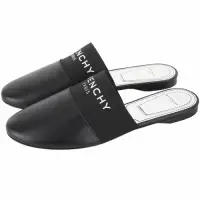 在飛比找Yahoo奇摩購物中心優惠-GIVENCHY PARIS 字母織帶羊皮平底穆勒鞋(黑色)