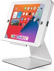 DDSHOW Desktop Anti-Theft Security Kiosk Stand Holder Enclosure for iPad 10.2-Inch (9th Gen.2021,8th Gen.2020,7th Gen.2019),with Lock & Key,Flip & 360°Rotating Horizontal or Vertical Design(Silver)