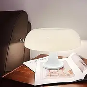 Orange Bedside Lamp for Bedroom Nightstand, Retro Mushroom Table Lamp with 3 Lighting Color and 10 Brightness Level, Desk Lamp for Reading Room/Living Room/Office/Dorm (White)