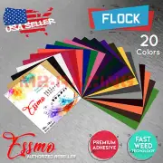 20 Colors 20pcs Flock Heat Transfer Vinyl 12"x10" T-Shirt HTV Bundle Cricut