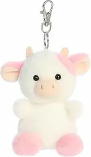 Aurora® Adorable Palm Pals™ Belle Strawberry Cow™ Clip-On- Fun Collectible Plush For Kids and Adult Collectors - Perfect For Backpacks and Birthday Gifts - White 4 Inches, White