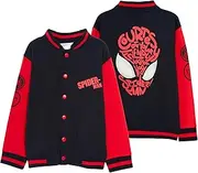 [SPIDER-MAN] Boys Spiderman Varsity Jacket with Glow in The Dark Eyes Kids Marvel Spidey Jacket Kids Bomber Jacket