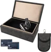 Faraday Box for Car Keys plus Faraday Pouch & 2 RFID/NFC Contacless Blocking Car