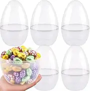 5PCS 4.7Inch Giant Clear Plastic Easter Eggs White Empty Easter Eggs Large Fillable Easter Eggs for Easter Basket Stuffers Party Supplies Egg Hunt Surprise DIY