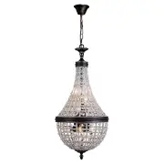 Marseilles Small 34cm 6 Light Basket Crystal Glass Chandelier, Bronze