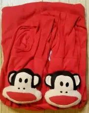 RED PAUL FRANK Baby MONKEY Adult FOOTED Fleece Pajamas L One Piece FOOTIES