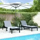 vidaXL Sun Loungers 2 pcs with Table Black Solid Wood Pine HEE