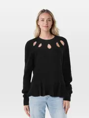 Black Wool Neck Cut Out Felicity Jumper