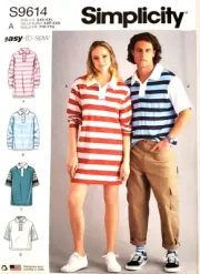 Simplicity 9614 Teens', Misses' and Men's Shirts Sewing Pattern Sizes XXS-XXL