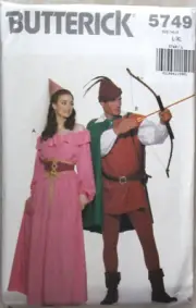 Vtg 1991 Butterick 5749 Pattern Costume NEW Robin Hood Maid Marian Adult L-XL
