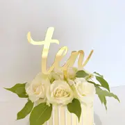 Acrylic Gold 'Ten' 10th Birthday Cake Topper