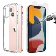 For Apple iPhone 13 Phone Case Cover and Tempered Glass Screen Protector Clear