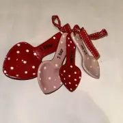 Measuring Spoons Ceramic Red And White Set Of 4