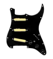 920D Custom Gold Foil Loaded Pickguard For Strat With Black Pickups and Knobs...