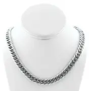 SOLID SILVER FINISH ANTI-TARNISH MIAMI CUBAN TIGHT LINK CHAIN 12MM JayZ 24''