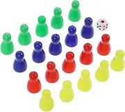 FUNNETOYU 20pcs Pieces Small Plastic Chess Pieces with Dice Portable Game Tokens for Board Games for Family Fun and Educational Activities