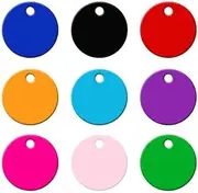 Wholesale 100 PCS Aluminum Round Blank Dog ID Tags Customized Cat and Dog Name Plates Pet Identity ID Tags Nameplates Pet Collar Necklace Accessories,Mix Color,25x25x1mm