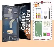 Galaxy S22 Ultra 5G LCD Display Screen Assembly Replacement for Samsung Galaxy S22 Ultra Touch Digitizer Screen with Frame Toolkits S908U S908A US Version Black(Fingerprint is not Supported)