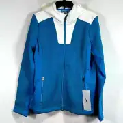 Spyder Encore Fleece Hoodie Zip Jacket, Women's Size L - Lagoon Blue/White