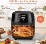 7.4 QT Air Fryer Touch Screen Crisps Roasts Reheats Dehydrates w/ Paper Liners
