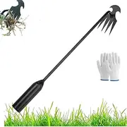 Foxyle Weed Puller, Foxyle Weeder, Manual Weed Remover Tool for Lawn and Garden, 4 Tooth Dual Purpose Manual Lawn mowers Tool, Portable Removal for Yard Farm and Garden (19.7in)