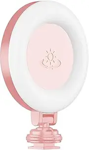 Photography Lamp Portable Light Tri-Color Video Light 360°Rotatable pe-C Power 48 Beads with Cold Shoes Mount & 4/1in Screw Compatible with Selfie S Camera Arm Pink