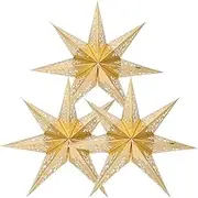 3Pcs Christmas Paper Star Lantern Lampshade, Hollow Out Lantern for Wedding Birthday Party Home Decoration