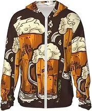 [LHBWCVN] UPF 50+ Light Jacket Full Zip Sun Protection Hoodie for Women Men Long Sleeve Beer Sun Shirts