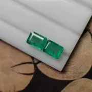 Natural Emerald Octagon Cut Pair 2.95 Ct 6x8 mm Transparent Loose Green Emerald