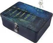 BEBEMOKO Tinplate Keepsake Box Lock Jewelry Storage Box Lockable Tin Storage Vintage Style Small Trinket Container