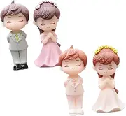 COLLBATH 2 Pairs Adorable Wedding Couple Dolls of Bride and Groom Figurines for Home Decor Valentine Day Present Wedding Decorations Creative Table Centerpiece