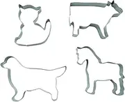 BekkiB - Set of 4 Cookie Cutters Farm Animals - Stainless Steel Cookie Cutters, Dishwasher Safe - 880183