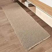 Rvolst Bath Mat for Bathroom Waffle Woven Bathroom Mat Super Absorbent Long Bathroom Runner Machine Washable Non Slip Bath Rug Farmhouse Boho 61x183cm Brown