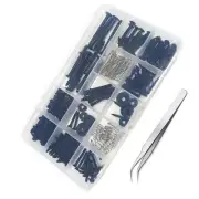254Pcs Assorted Electric Guitar Screw Strap Button+Tweezers Box for Strat/Tele N