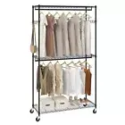 VEVOR Steel Clothes Rail Rack Hanging Garment Hat Shoe Storage Shelf w/ wheels